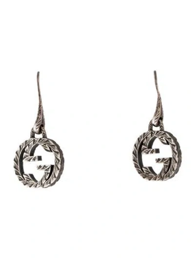 Pre-owned Gucci Interlocking G Textured Drop Earrings In Multi