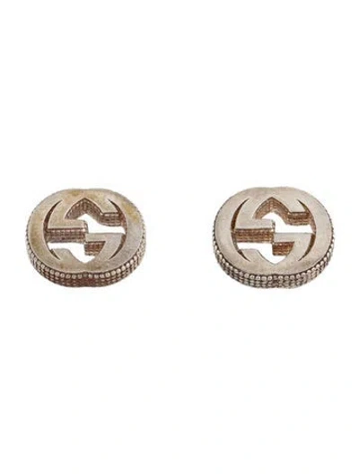 Pre-owned Gucci Interlocking G Textured Stud Earrings In Multi