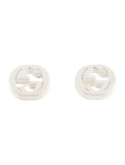 Pre-owned Gucci Interlocking G Textured Stud Earrings In Multi
