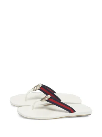 Pre-owned Gucci Interlocking G Thong Sandals In White