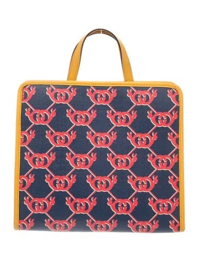 Pre-owned Gucci Kids' Interlocking G Top Handle Bag In Blue/red
