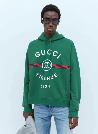 Gucci Interlocking G Torchon Hooded Sweatshirt In Green
