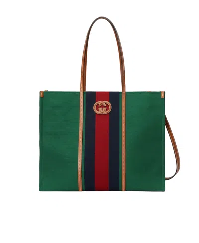 Gucci Interlocking G  Tote Bag In Green