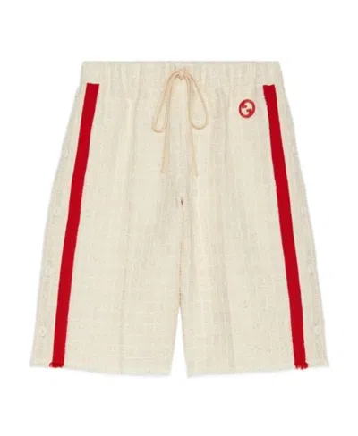 GUCCI GUCCI GG LOGO EMBROIDERED TWEED SHORTS