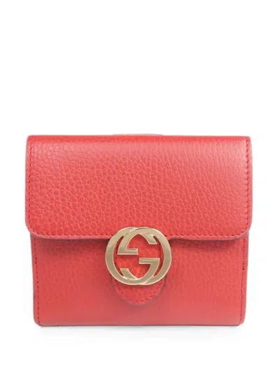 Pre-owned Gucci Interlocking G Wallet In Red