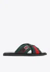 Gucci Web Sandals With Interlocking G In Black