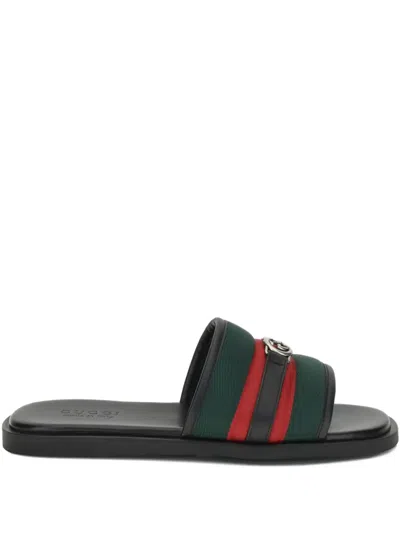 Gucci Interlocking G Web-stripe Sandals In Multi