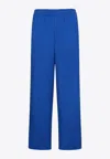 Gucci Brand-embroidered Slip-pocket Straight-leg Regular-fit Wool-blend Trousers In Blue