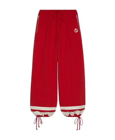 Gucci Interlocking G Wide-leg Trousers In Red