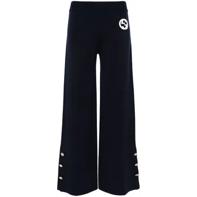 Gucci Interlocking G Wide-leg Trousers In Black