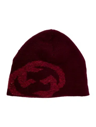 Pre-owned Gucci Interlocking G Wool Beanie In Burgundy