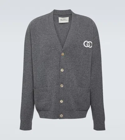 Gucci Interlocking G Wool Cardigan In Grey
