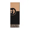 Gucci Interlocking G Wool Scarf In Black