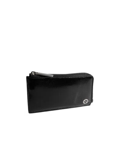 Gucci Interlocking G Zip Card Case In Black