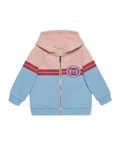 Gucci Interlocking G Zip-up Hoodie In Blue