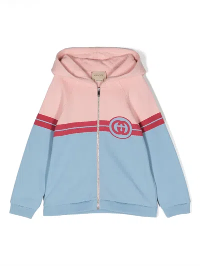 Gucci Babies' Interlocking G Zip-up Hoodie In Pink