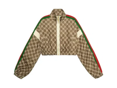 Pre-owned Gucci Interlocking G Zipper Jacket (women's) In Olive Green/ivory