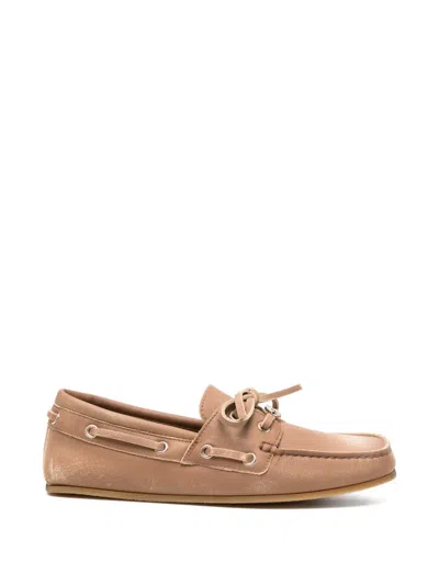 Gucci Interlocking G-detail Boat Shoes In Brown