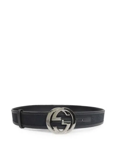 Pre-owned Gucci Interlocking Gg Belt In Black