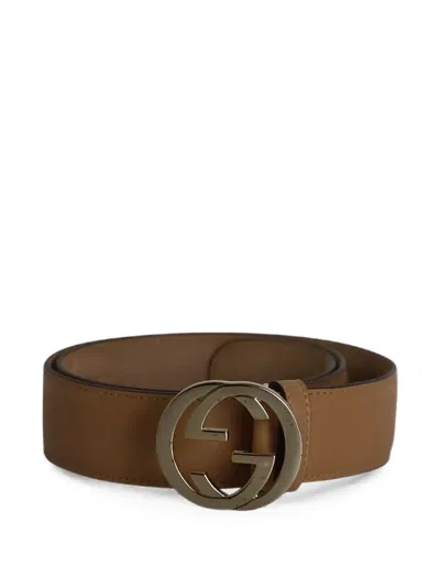 Pre-owned Gucci Interlocking Gg Belt In Brown