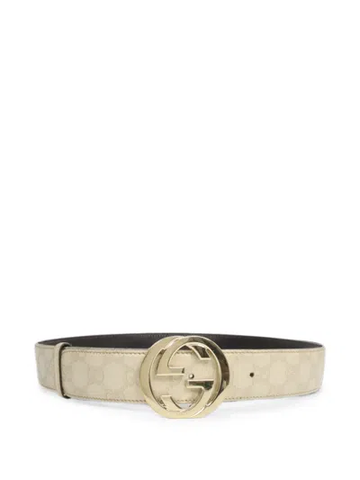 Pre-owned Gucci Interlocking Gg Belt In Neutrals