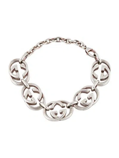 Pre-owned Gucci Interlocking Gg Britt Link Bracelet, 7.5" In Multi
