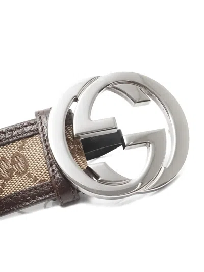 Pre-owned Gucci Interlocking Gg Canvas Belt In Brown