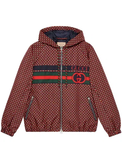 Gucci Geometric Houndstooth Canvas Jacket In Multicolor