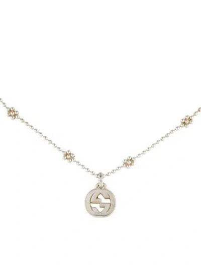 Pre-owned Gucci Interlocking Gg Pendant Necklace, 16.5" In Multi