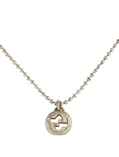 Pre-owned Gucci Interlocking Gg Pendant Necklace, 17.5" In Multi