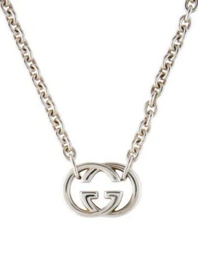 Pre-owned Gucci Interlocking Gg Pendant Necklace, 17.5" In Multi