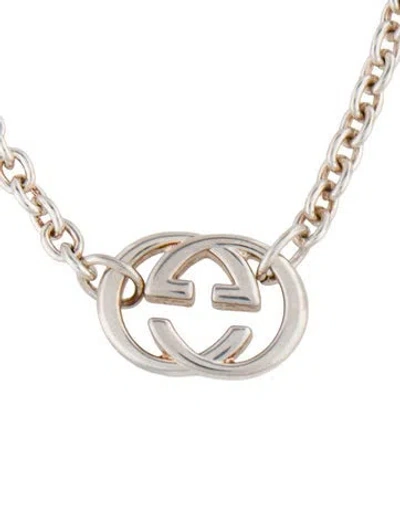 Pre-owned Gucci Interlocking Gg Pendant Necklace, 17.5" In Multicolor