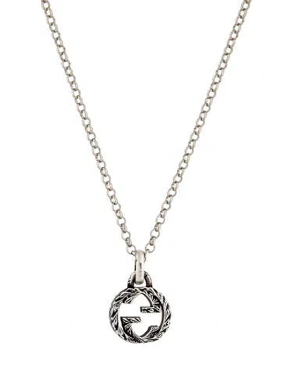 Pre-owned Gucci Interlocking Gg Pendant Necklace, 18" In Multi