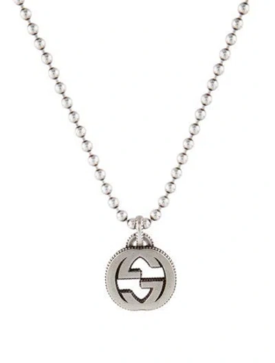 Pre-owned Gucci Interlocking Gg Pendant Necklace, 18" In Multicolor