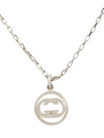 Pre-owned Gucci Interlocking Gg Pendant Necklace, 19.75" In Multi