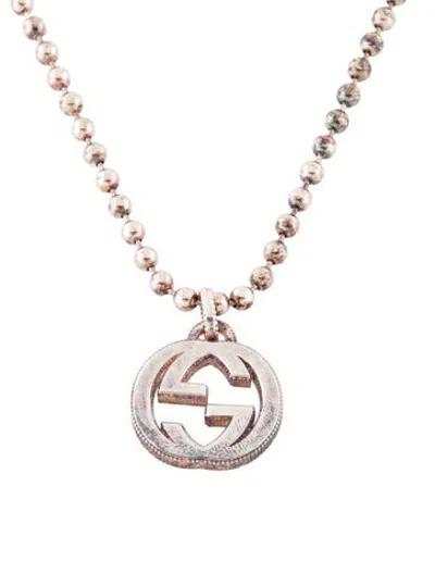 Pre-owned Gucci Interlocking Gg Pendant Necklace, 21.5" In Multicolor