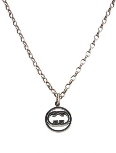 Pre-owned Gucci Interlocking Gg Pendant Necklace, 22" In Multi
