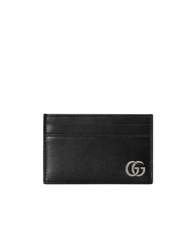 Gucci Interlocking Gg Plaque Cardholder In Black