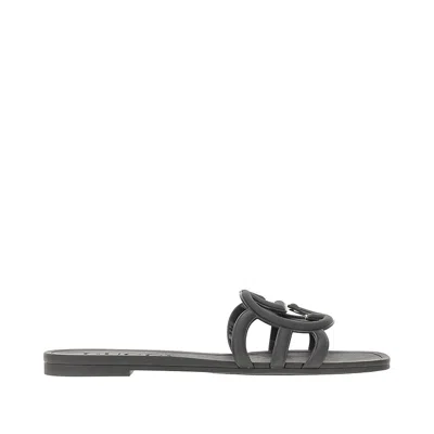 Gucci 'interlocking Gg' Rubber Slides In Black