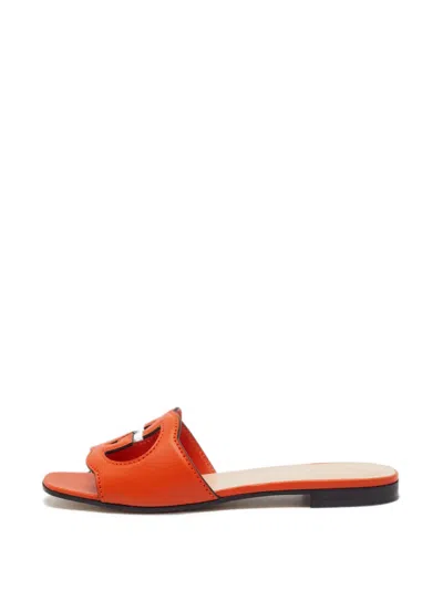 Pre-owned Gucci Interlocking Gg Sandals In Orange