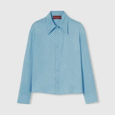 Gucci Interlocking Gg Silk Jacquard Shirt In Green