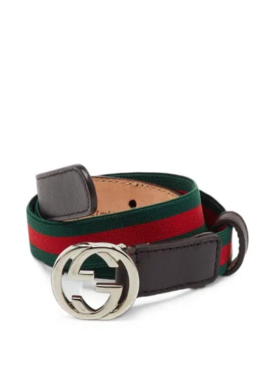 Pre-owned Gucci Interlocking Gg Web Belt In Brown