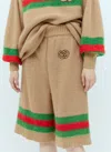 Gucci Women's Web Detail Wool Shorts In Beige