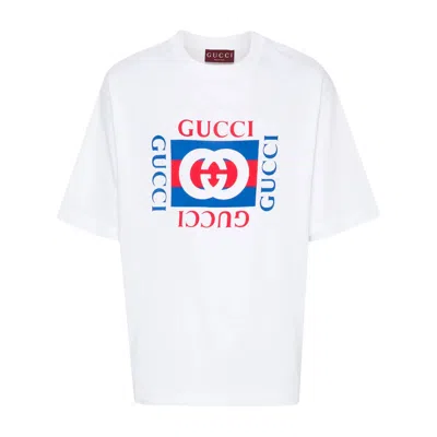 Gucci Interlocking G-print Cotton T-shirt In White