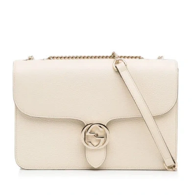 Gucci Interlocking Handbag White Women Logo Dollar Calf Leather Mod. 510303 Cao0g 9522