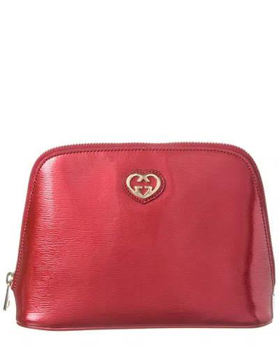 Gucci Interlocking Leather Cosmetic Bag In Red