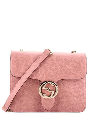 Pre-owned Gucci Interlocking Leather Small Shoulder Bag In Pink