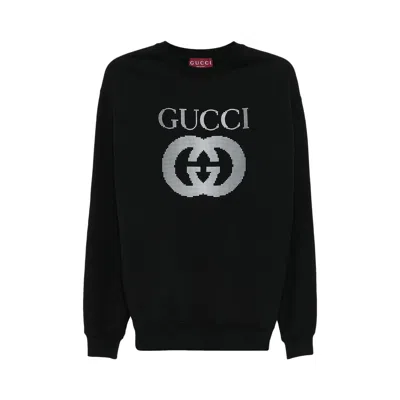 Pre-owned Gucci Interlocking Logo Crewneck Sweatshirt 'black'