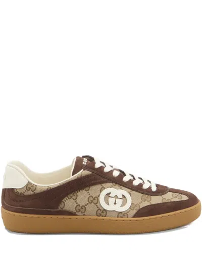 Gucci Men G75 Low-top Supreme Gg Fabric And Suede Sneakers In Multi