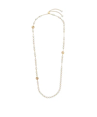 Gucci Interlocking Long Pearl Necklace In Gold